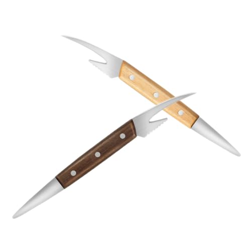 GARVALON 2 Piezas Herramienta para Quitar Intestinos de Gambas Pelador y Limpiador de Camarones de Acero Inoxidable con Mango de Madera Utensilio Práctico para Cocina Casa Restaurantes y