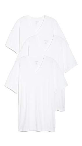 Calvin Klein Men's Cotton Classics 3-Pack Undershirts, 3 WHITE - VNECK, XL