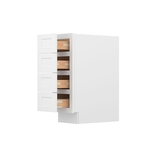 Image of Furinno Shaker Drawer Base Kitchen Cabinet with 4-Drawers, Ready to Assemble, 24 D x 12 W x 34.5 H, White