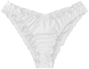 SheIn Women's Ruffle Bikini Bottom Ruched Swimsuit Bottom Solid Swim Briefs White X-Small