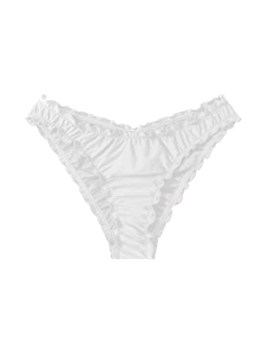 Shein Women's Ruffle Bikini Bottom Ruched Swimsuit Bottom Solid Swim Briefs White X-Small #TOP2