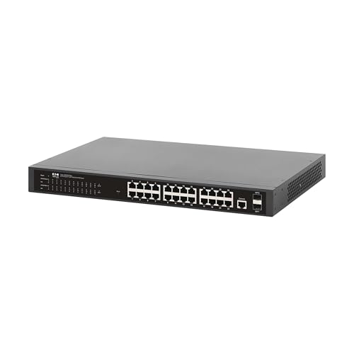Image of Eaton Tripp Lite Series 24-Port Gigabit Managed PoE+ Switch with 2 SFP Ports, Easy Smart Web‑Managed Layer 2 Ethernet Splitter, 370W, 1 Gbps, 1U Rack Mount or Desktop, 3‑Year Warranty (NGS24C2POE-1)