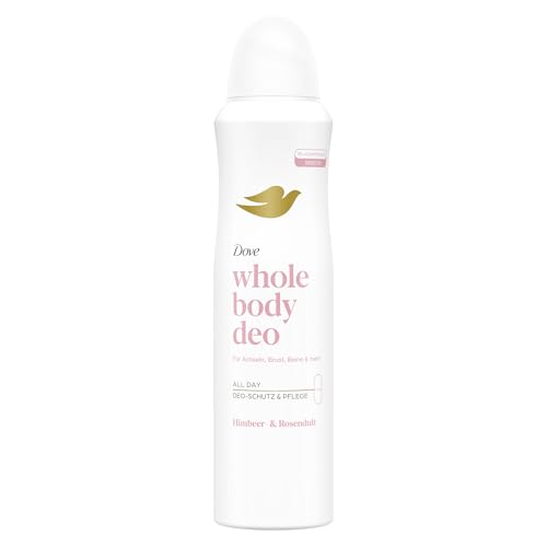 Dove Whole Body Deo Himbeer- & Rosenduft Deospray mit 0% Aluminiumsalzen für Achseln, Brust, Beine und mehr 150 ml