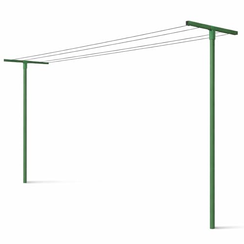 Andrys Étendoir à Linge d’Extérieur Démontable – Supports pour Étendre Le Linge en Extérieur avec Poteaux Carrés à Sceller – Acier Galvanisé à...