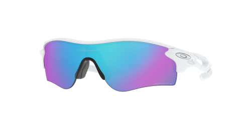 OAKLEY Radar Lock Path Asian Fit Low Bridge OO9206 920668 38MM White Out/Prizm Sapphire Rectangular Sunglasses for Men for WoMen+ Bundle Accessory Leash Kit, Microfiber Pouch