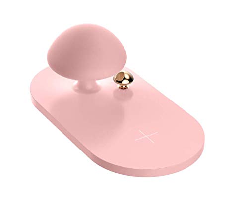 Fast Wireless Charger Station with Touchable Mushroom Night Light, Wireless Charging Pad for Iphone 8 Xs XR X 8Plus Samsung Qi Device Surprise Gift for Couple Girlfriend Mother Daughter Sister,Pink