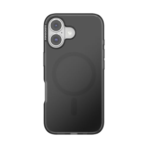 PopSockets iPhone 16 Case Compatible with MagSafe, Phone Case for iPhone 16, Wireless Charging Compatible, Case Only - Black Translucent