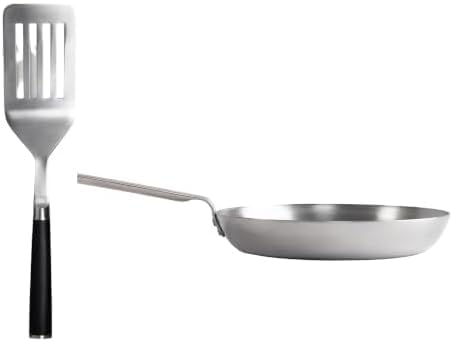 Poêle en acier carbone 28cm Gastrotools anti-adhésive naturelle avec spatule inox