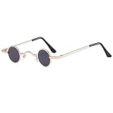 Dzrige Round Polarized Hippie Sunglasses Classic Retro Punk Small Round Sunglasses Funny Small Circle Glasses for Women Men (Gold Frame)