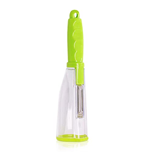 Éplucheur de fruits et légumes 2 en 1 avec rangement - Fournitures de cuisine - Éplucheur de fruits - Pomme carotte - Concombre - Vert - Marque britannique Cover