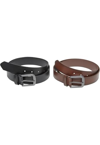 Urban Classics Easy Synthetic Leather Belt 2-Pack black/silver+brown/silver, L/XL