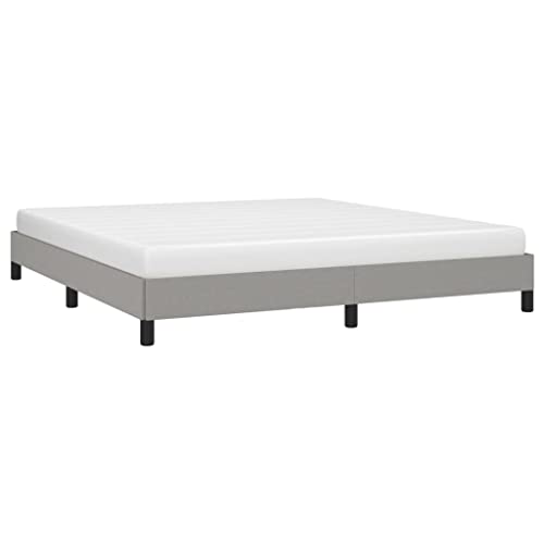vidaXL Estructura de Cama Matrimonial Somier Tapizado Dormitorio Habitación Muebles Mobiliario Cuarto Descanso Tela Gris Claro 160x200 cm
