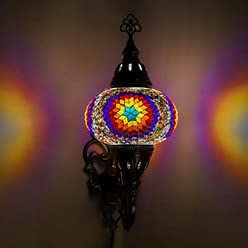 ENVA Turkish Moroccan Mosaic Multicolour Handmade Tiffany Wall Sconce Lamp Light Large Globe