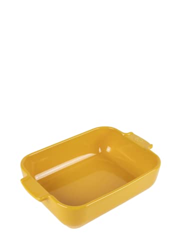 PEUGEOT - Rectangular Ceramic Baking Dish - 25 cm (including handles) x 15.5 cm x 5.5 cm - Capacity: 1.4 L - 2-3 Servings - 10 Year Guarantee - Made In France - Saffron Colour