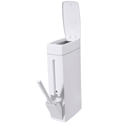 Poubelle salle de bain 2 en 1 avec brosse wc et couvercle anti-odeur rectangulaire