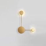  CUICAN Nordic Arte Lámpara de pared de decoración, LED Sala de estar Escalera Pasillo Fondo Aplique de pared Montaje en pared Hardwire Instalación Arteefacto de iluminación-Oro 2 lihgt W33*H45cm