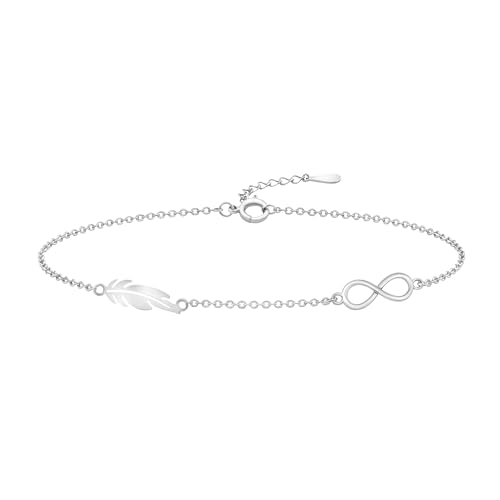 Sofia Milani - Bracelet pour Femme en Argent 925 - avec Pendentif en Forme de Plume Infini - B0172