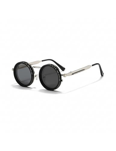 Image of 4Flaunt Spyn ND9 Adjustable Round Sunglasses with ND Filter - Stainless Steel Frame, Gojo Inspired Design, Polarized TAC Lenses & UV400 Protection