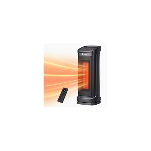ROVSUN 17''H Electric Space Heater w/Remote Control, Portable Tower Heater w/ 70° Oscillating, Timer, Adjustable Thermostat, Tip-over & Overheat Protection for Indoor Use Bedroom Living Room, 1500W