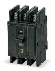 Thermal Magnetic Circuit Breaker, Miniature, QO Series, 240 VAC, 48 VDC, 15 A, 3 Pole, DIN Rail