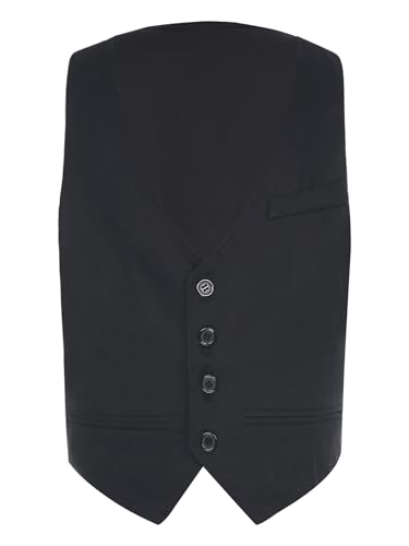 Hularka Boys V Neck Sleeveless Single Breasted Waistcoat Vest with Adjustable Back Strap