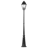 LUTEC Outdoor Solar Lamp Post Light with Motion Sensor, Dusk to Dawn Waterproof Pole Light with Three Modes, Exterior Vintage Black Solar Powered Street Light Fixtures for Garden, Patio, Pathway, Yard