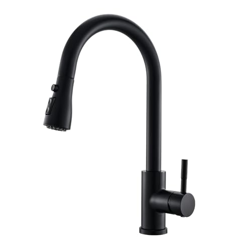 GIMILI Black Kitchen Faucet with Pull Down Sprayer Single Hole Kitchen Sink Faucet Suitable for...