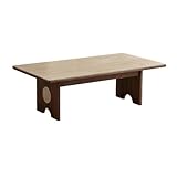 L3s9mPzVb4 Couchtisch Holz-Couchtisch mit Heller Steinplatte, moderner organischer Stil(Klein)