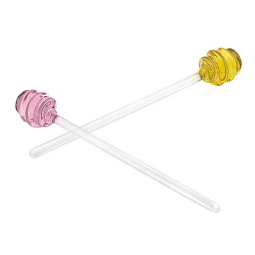 PRETYZOOM Efficient Honey Groove Stir Stick Glass Syrup Spoon Bartending Stir Wand Reusable for Honey Pot Jar