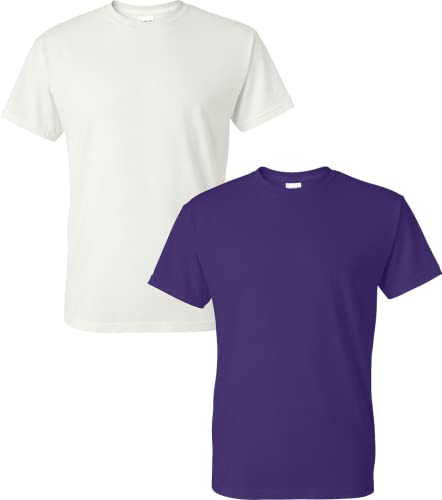 T-shirt homme blanc et violet Gildan taille L pour le sport