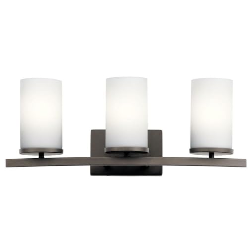 Image of KICHLER Crosby 23 inch 3 Light Vanity Light Satin Etched Cased Opal Olde Bronze,White