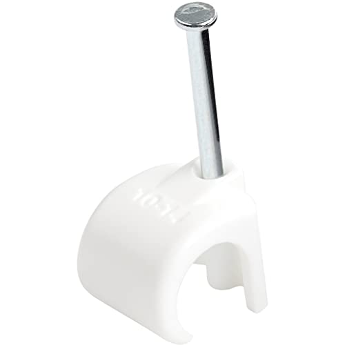 StarTech.com 100 Pack Extra Large Cable Clips with Nail - Reusable - Nail-in Clamps - Wire Holding Clips - Ethernet Cord/ Cable Fasteners - Brick/Drywall Mounting Cable Tacks - White - TAA (CBMNMCC4)