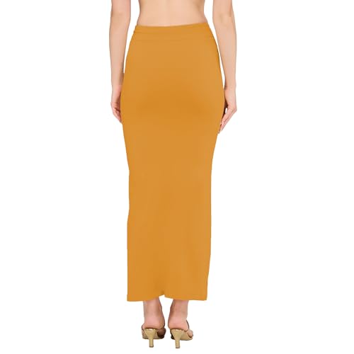 Image of DESI GIRL Cotton Lycra Stretchable Saree Shapewear Petticoat with Drawstring for Women | Fishcut Saree Petticoat with Side Slit for Easy Movement | Saree Shaper | Long inskirt