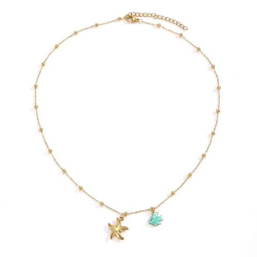 Collier étoile de mer et coquillage bijou plage tendance pour femme