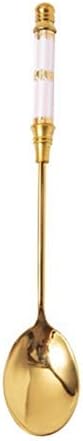 Dinner Spoon Set Stainless Steel Coffee Spoon Ceramic Long Handle Spoon Sterling Spoon Gold Plated Dessert Spoon Brilliant Dinner Spoon/Soup ladle (Color : E) (G)