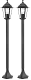 Eglo Lampadaire parisien Laterna 4, luminaire extérieur sur pied, lanterne, lampe de jardin et de chemin en fonte d’aluminium noir et verre, douille E27, IP44 (Lot de 2)