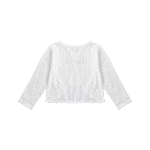 Aislor Girls Long Sleeves Lace Floral Cardigan Kids One Button Closure Bolero Shrug Knit Sweater Wedding Dress Cover Up3