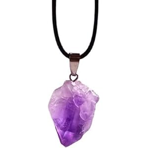 Natural Amethyst Quartz Pendant Necklace Crystal Raw Stone Irregular Shape Clavicle Chain Adjustable Rope Healing Reiki Jewelry Gifts Alternative Medicine Natural Necklace