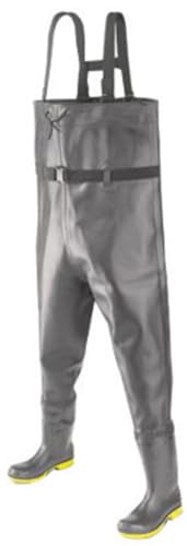 Dunlop Protective Footwear, Chest Wader Black Steel Toe, 100% Waterproof PVC, Lightweight and Durable, 8606700.13, Size 13 US, Black