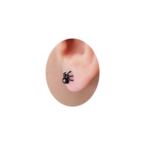 Tiny Spider Stud Earrings for Women, Men & Girls - Punk Black Spider Studs - Scary & Funny Halloween Costumes Jewelry