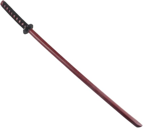 duwanlhridh 木刀 剣道木刀 サムライソード 素振り用 筋トレ鍛錬 護身用武器 普及型 軽量 居合道刀 護身用トレーニング 剣道稽古用 武術 コスプレ 一体成型 複数のサイズと色が利用可能 (ワインレッド,100cm)