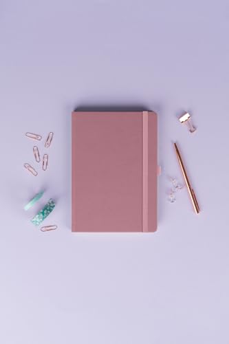 NOTIQUE Notizbuch Dotted, Hardcover Notizbuch, Notizheft, Journal, Tagebuch mit Gummiband und Stifthalter 15x21cm, 192 Seiten (Rosa, Gepunktet)