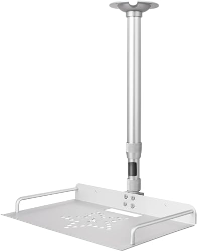 2-Be-Best Projector Ceiling Mount with Tray, 11.6-17.3IN / 29.5-44CM Height Adjustable Ceiling Projector Shelf Mount 360° Rotation (Sliver)