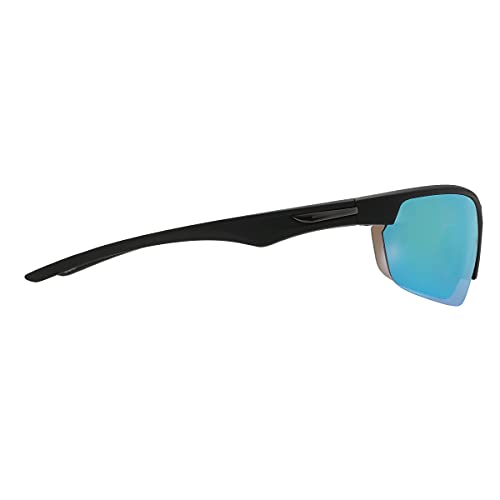 Piranha Glide Men's Sport Sunglasses with Black Half Frame and Green Mirror Lens3