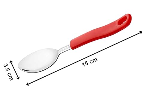 Image of Premium Stainless Steel Table Spoon Set of 6, Mirror Finish,15cm Large Dinner Spoons for Dining Table & Kitchen, Flatware, Luxury Dining Tableware Chammach Set, Dishwasher Safe - Multicolor