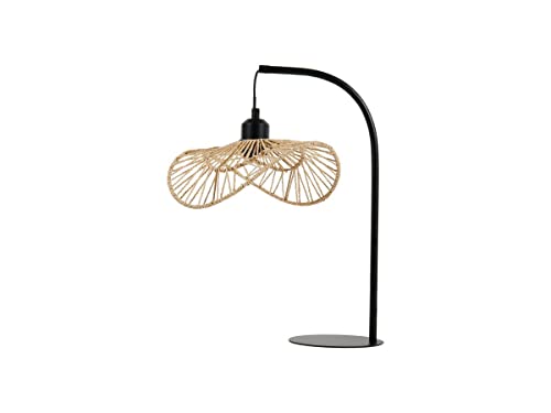 Ostaria 36146 - Lámpara de mesa (metal negro y protector de día de cuerda natural, 35 x 24,5 x 43,5 cm), color negro