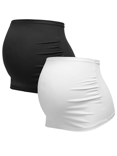Herzmutter Banda Faja Premama - Bandas de Maternidad del Vientre - 2 Partes - algodón - Banda Abdominal de Apoyo para el Embarazo - 6000 (Negro/Blanco, M)