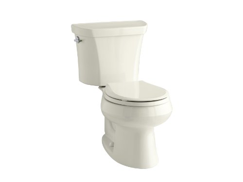 KOHLER K-3987-96 Wellworth Two-Piece Round-Front Dual-Flush Toilet with Class Five Flush System and Left-Hand Trip Lever, Biscuit