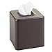 mDesign Modern Square Metal Paper Facial Tissue Box Cover Holder for Bathroom Vanity Countertops, Bedroom Dressers, Night Stands, Desks and Tables - 2 Pack - Matte Brown