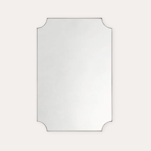 Image of TEHOME Brushed Nickel Scalloped Bathroom Mirrors, 20x30'' Silver Metal Framed Vanity Mirror for Bathroom